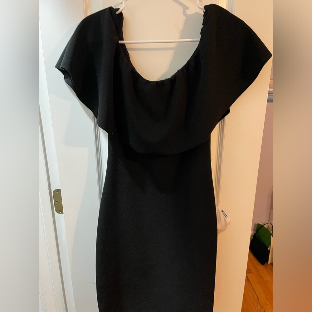 Off the shoulder fitted black dress